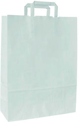 Shopper in carta Kraft Bianca, Manico Piattina in tinta ed interno bianco taglio vivo, 100 a 120 gr