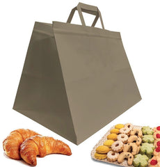 Shopper in carta Kraft Avana, Manico Piattina in tinta ed interno avana taglio vivo, da 90 a 110 gr