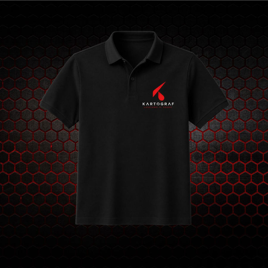 Polo piqué nera con logo