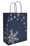 X STAR BLU Busta in carta bianca, stampa blu con stelle platino, maniglia ritorta blu, bordo risvoltato.