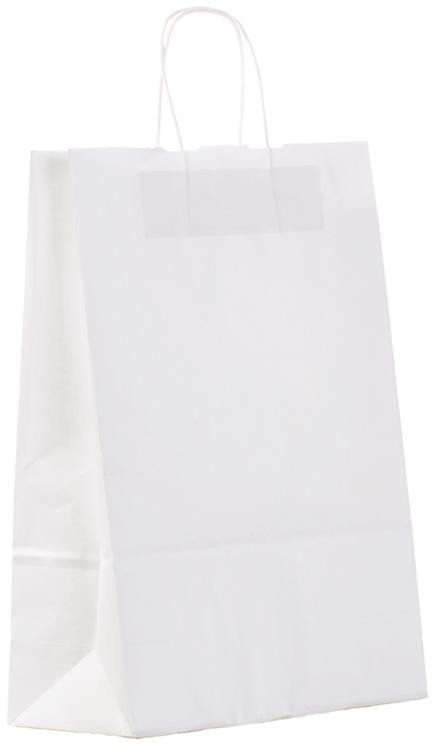 Shopper in carta Kraft Bianca, Manico Cordino in tinta ed interno bianco taglio vivo, 100 a 120 gr