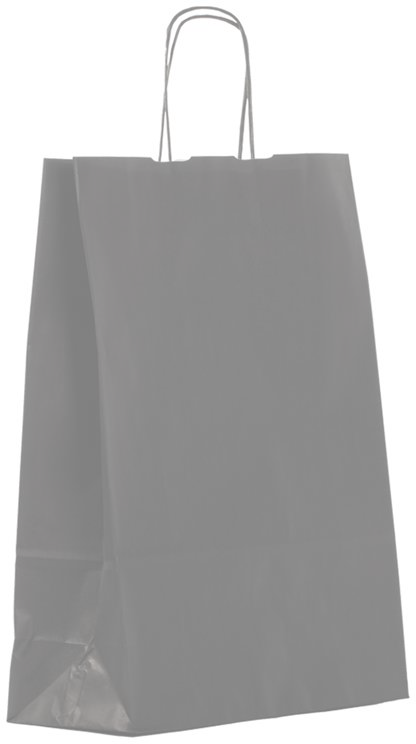 Shopper in carta Kraft Nera, Manico Cordino in tinta ed interno bianco taglio vivo, 100 a 120 gr