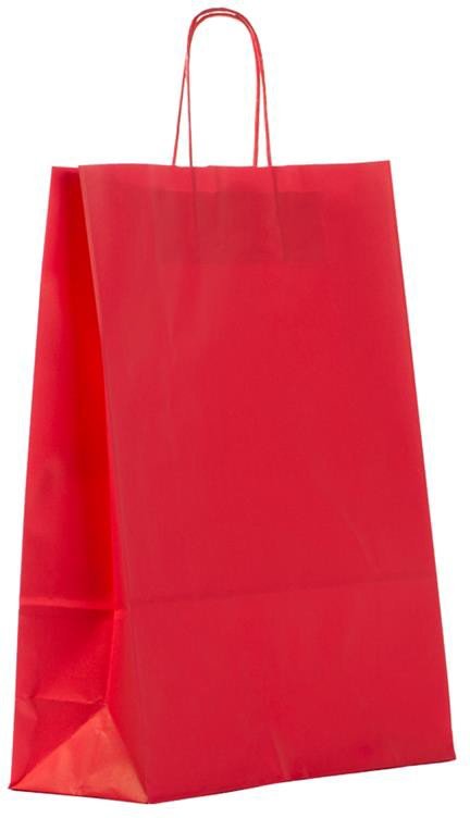 Shopper in carta Kraft Rosso, Manico Cordino in tinta ed interno bianco taglio vivo, 100 a 120 gr