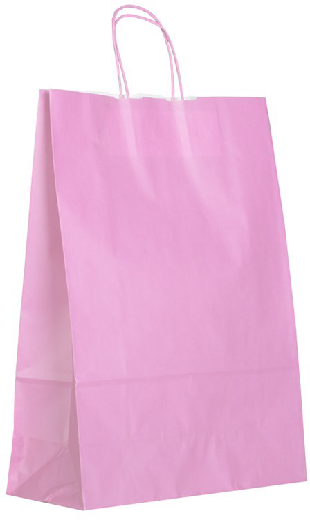 Shopper in carta Kraft Magenta, Manico Cordino in tinta ed interno bianco taglio vivo, 100 a 120 gr