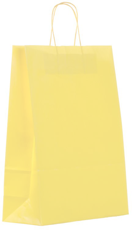 Shopper in carta Kraft Giallo, Manico Cordino in tinta ed interno bianco taglio vivo, 100 a 120 gr