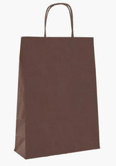 Shopper in carta Kraft Sealing Cioccolata, Manico Cordino in tinta ed interno avana taglio vivo, 100 a 120 gr