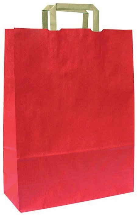 Shopper in carta Kraft Sealing Rossa, Manico Piattina Avana ed interno bianco taglio vivo, 100 a 120 gr