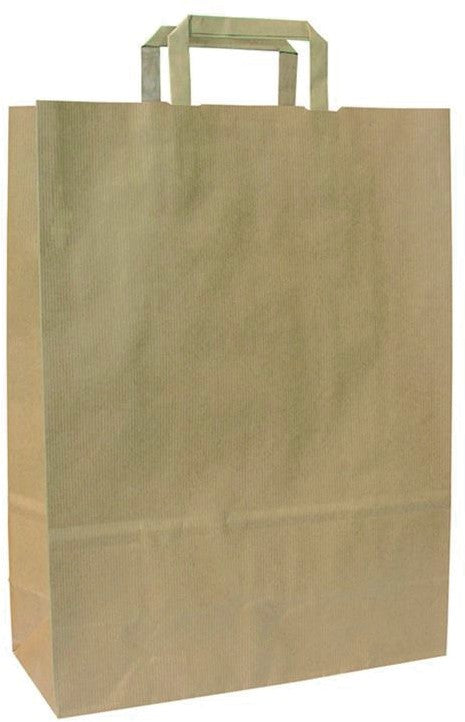 Shopper in carta Kraft Sealing Avana, Manico Piattina in tinta ed interno bianco taglio vivo, 100 a 120 gr