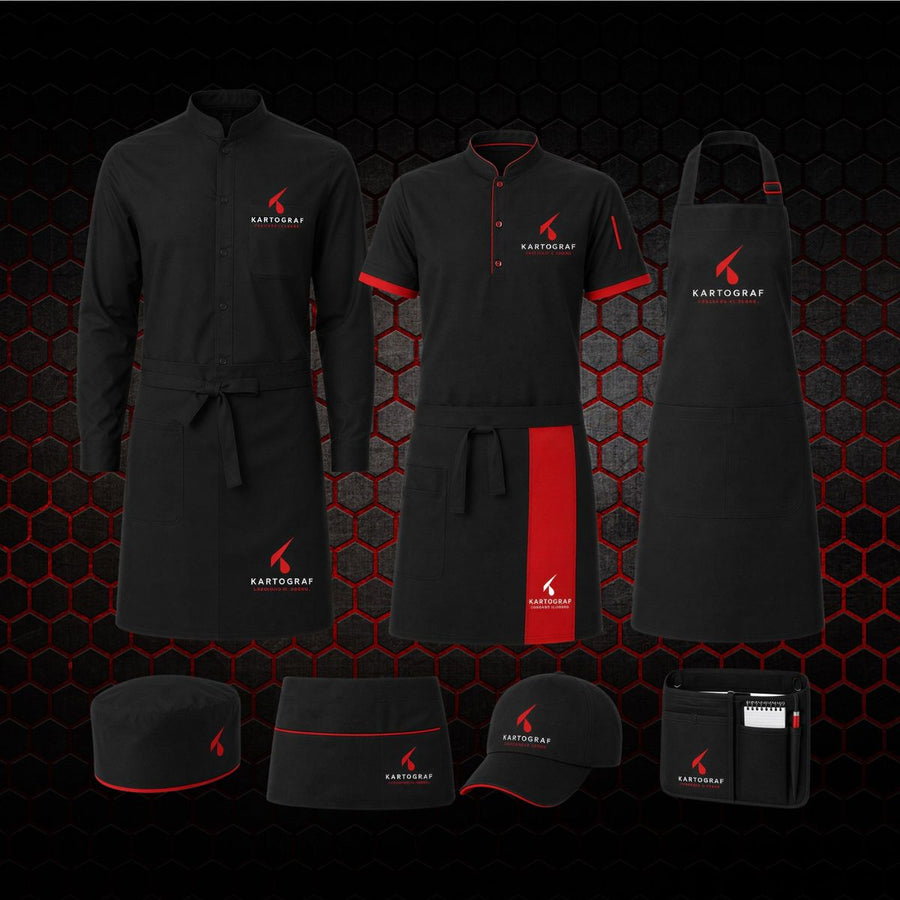 Kit ristorante: divise, grembiuli e accessori con logo