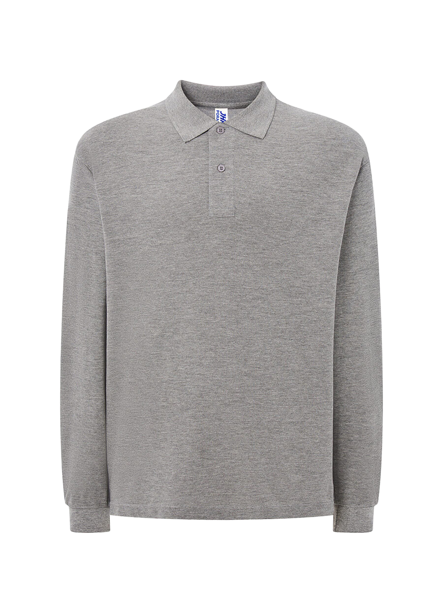 Polo uomo manica lunga regular Grigio melange senza sfondo
