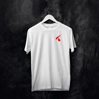 T-shirt Essential bianca 150 g con logo stampato lato cuore